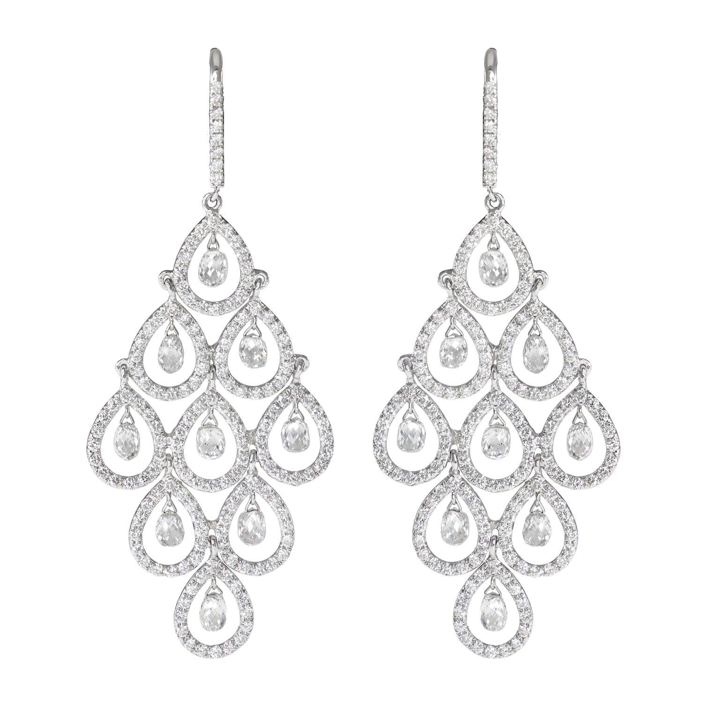 Diamond Briolette Chandelier Earrings