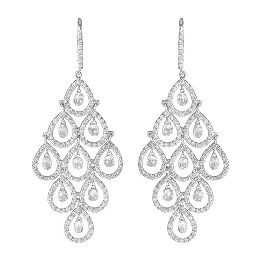 Diamond Briolette Chandelier Earrings