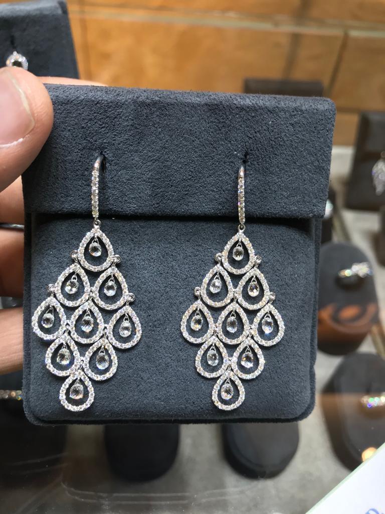 Diamond Briolette Chandelier Earrings