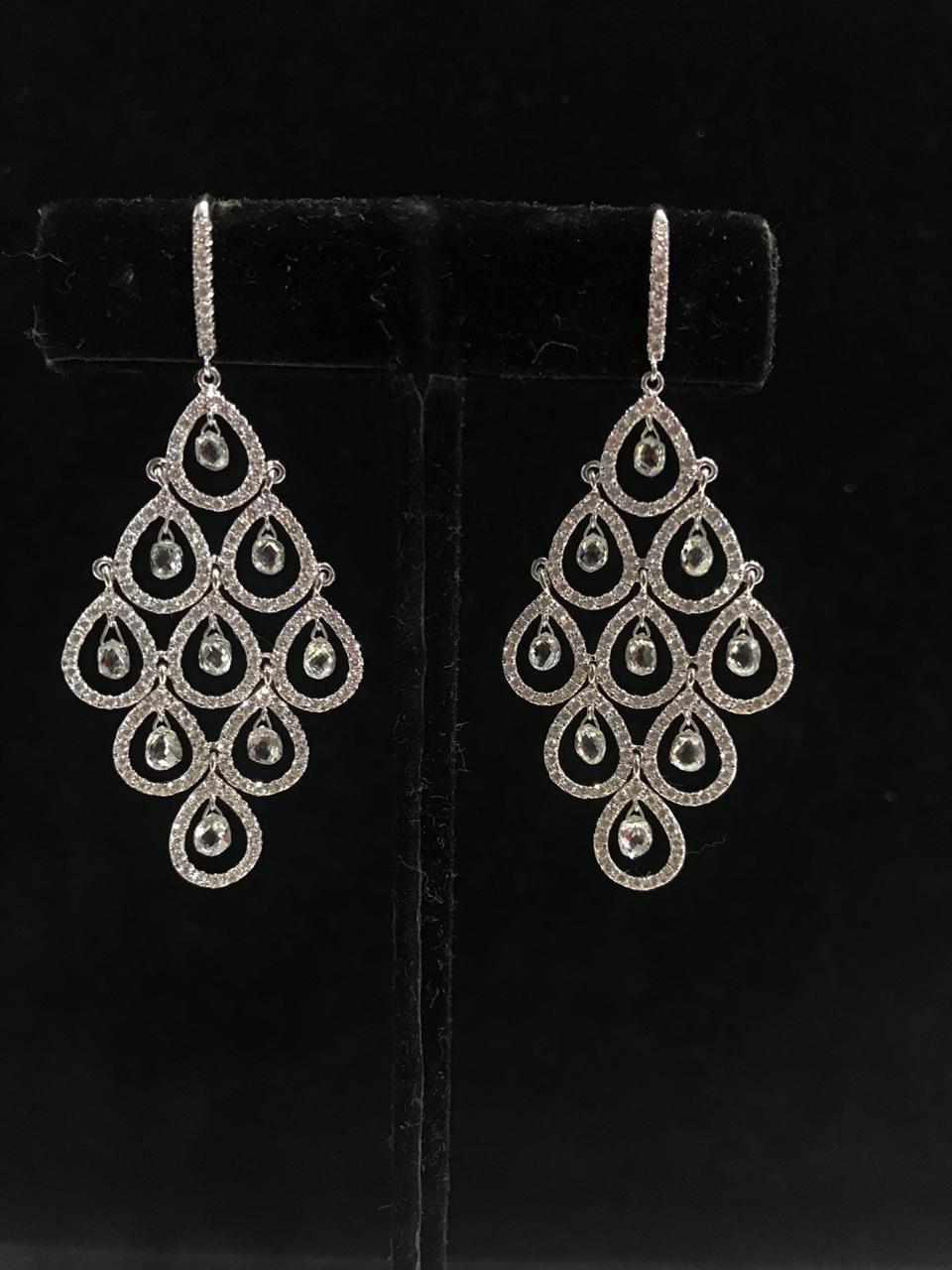 Diamond Briolette Chandelier Earrings