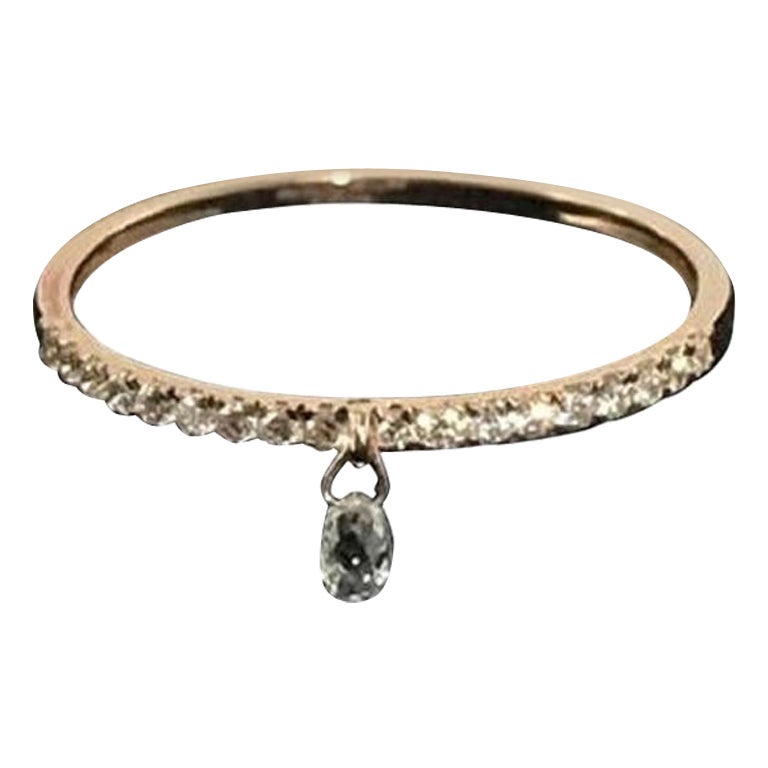 Mono Briolette Diamond Dangling Ring, Yellow Gold