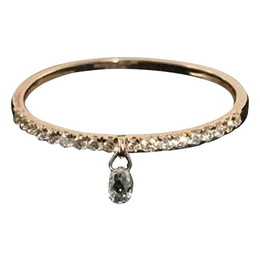 Mono Briolette Diamond Dangling Ring, Yellow Gold