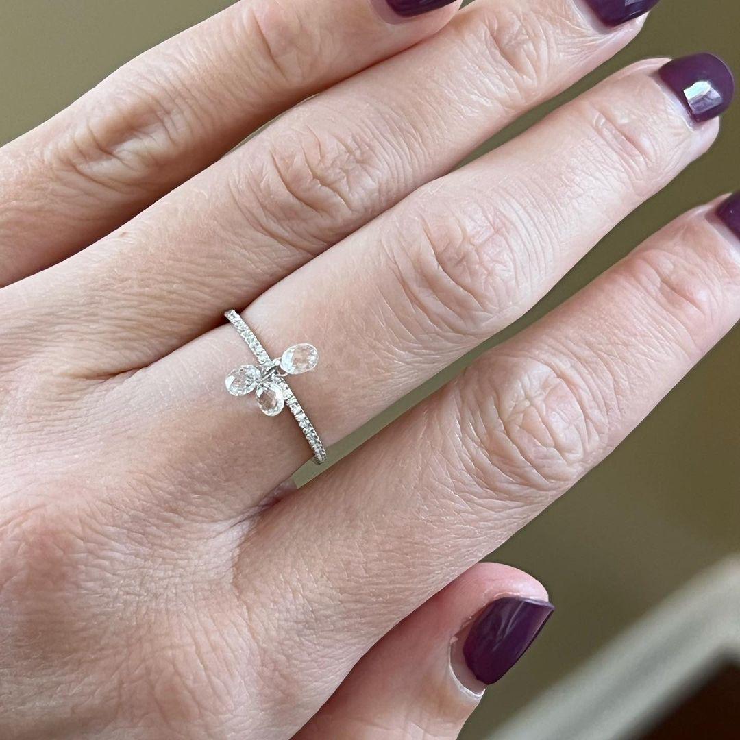 Diamond Briolette Trinity Ring
