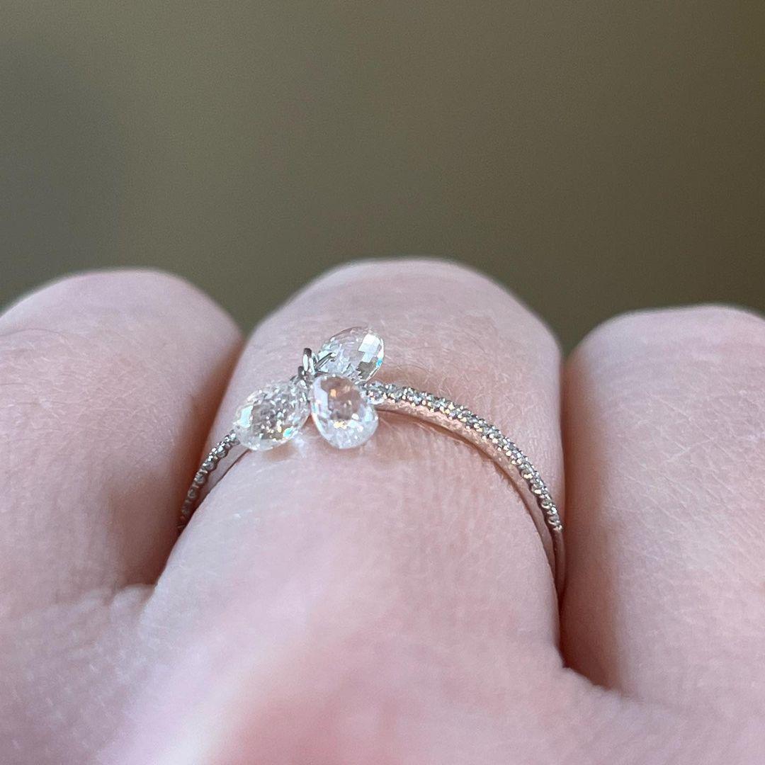Diamond Briolette Trinity Ring