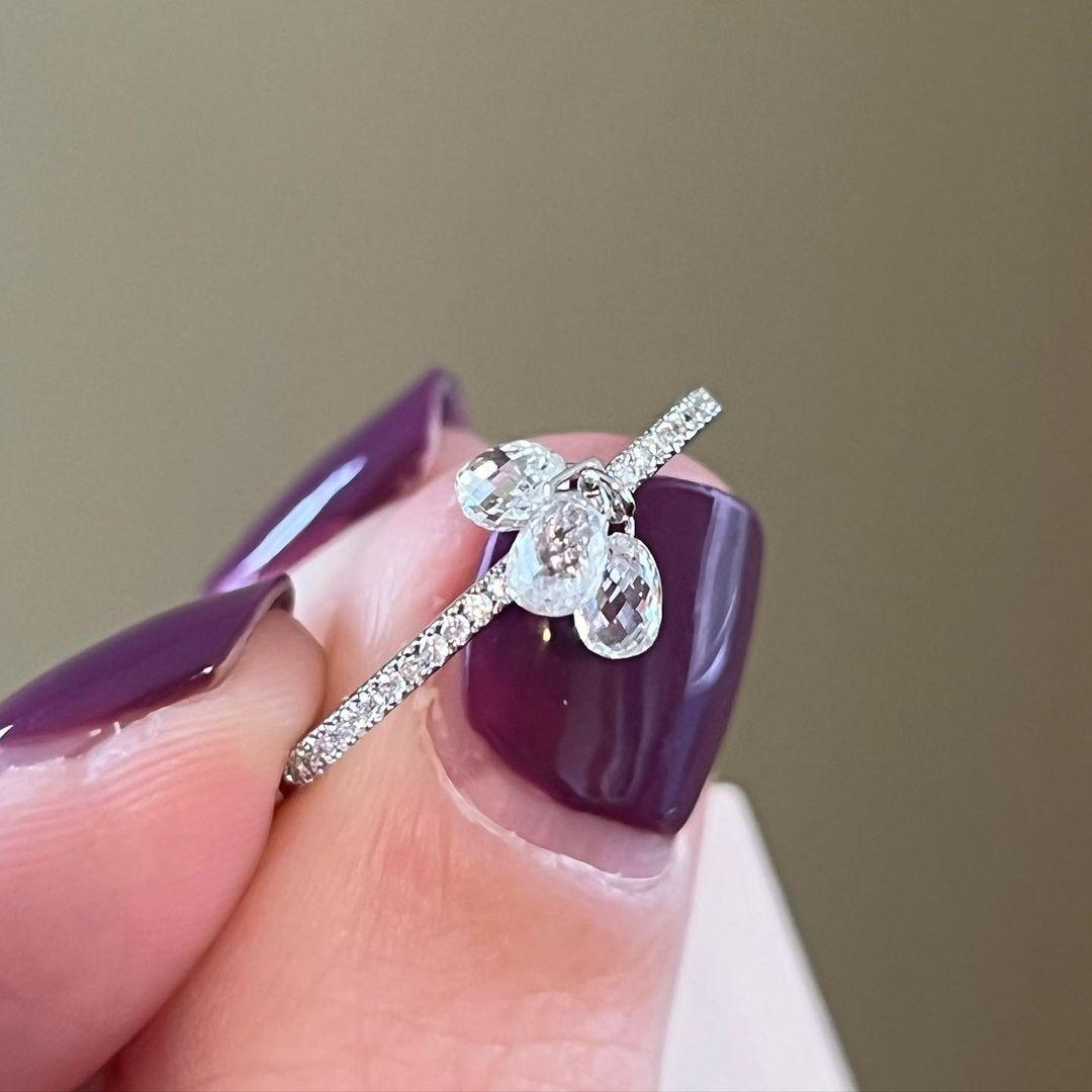 Diamond Briolette Trinity Ring