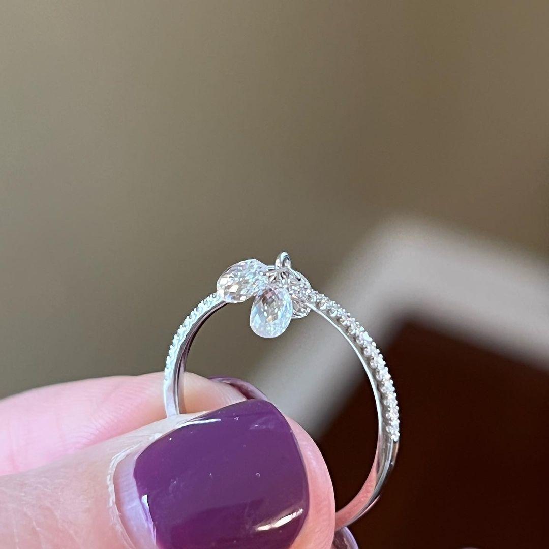 Diamond Briolette Trinity Ring