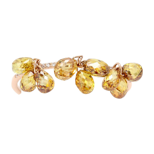 Fancy Color Diamond Briolette Dangling Ring