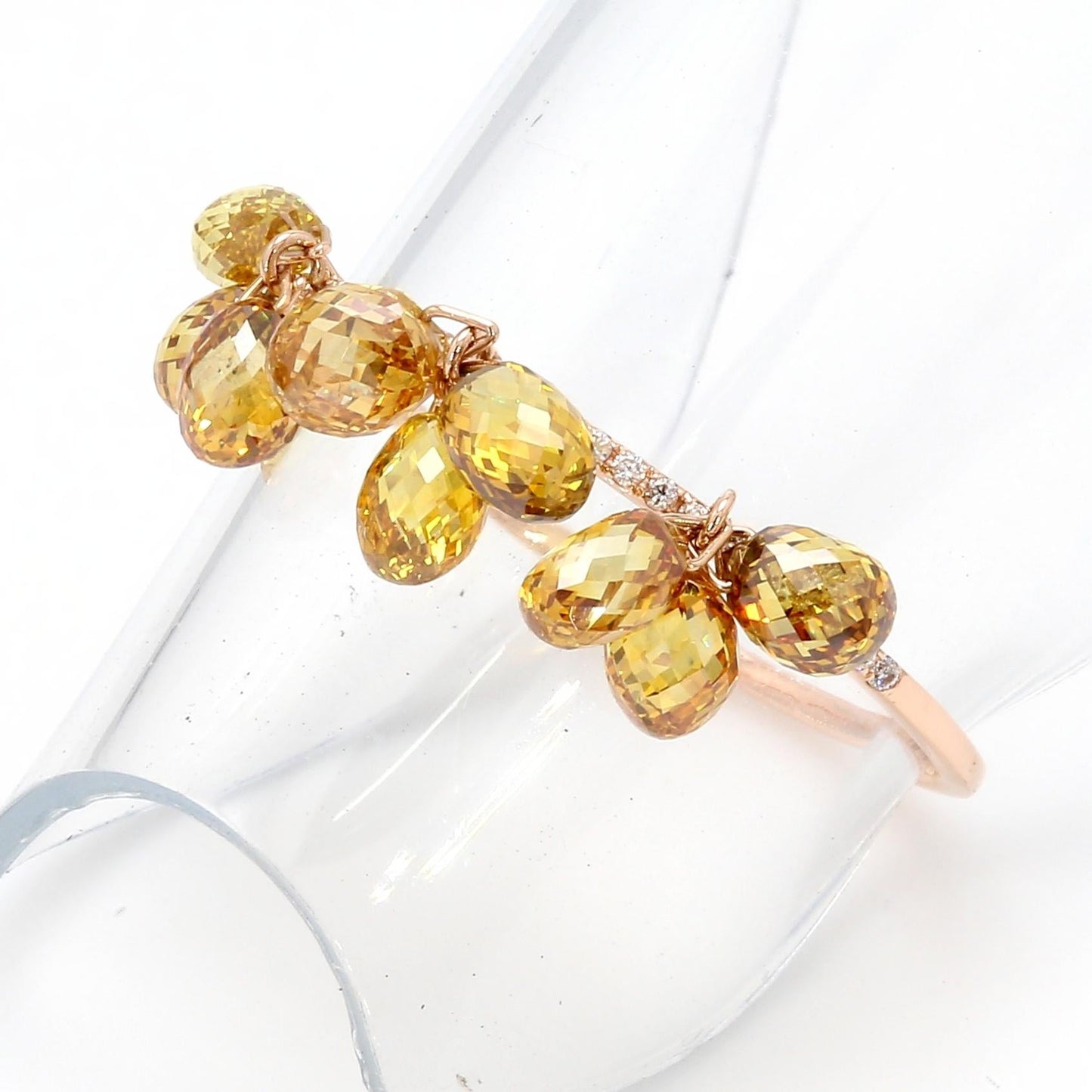 Fancy Color Diamond Briolette Dangling Ring