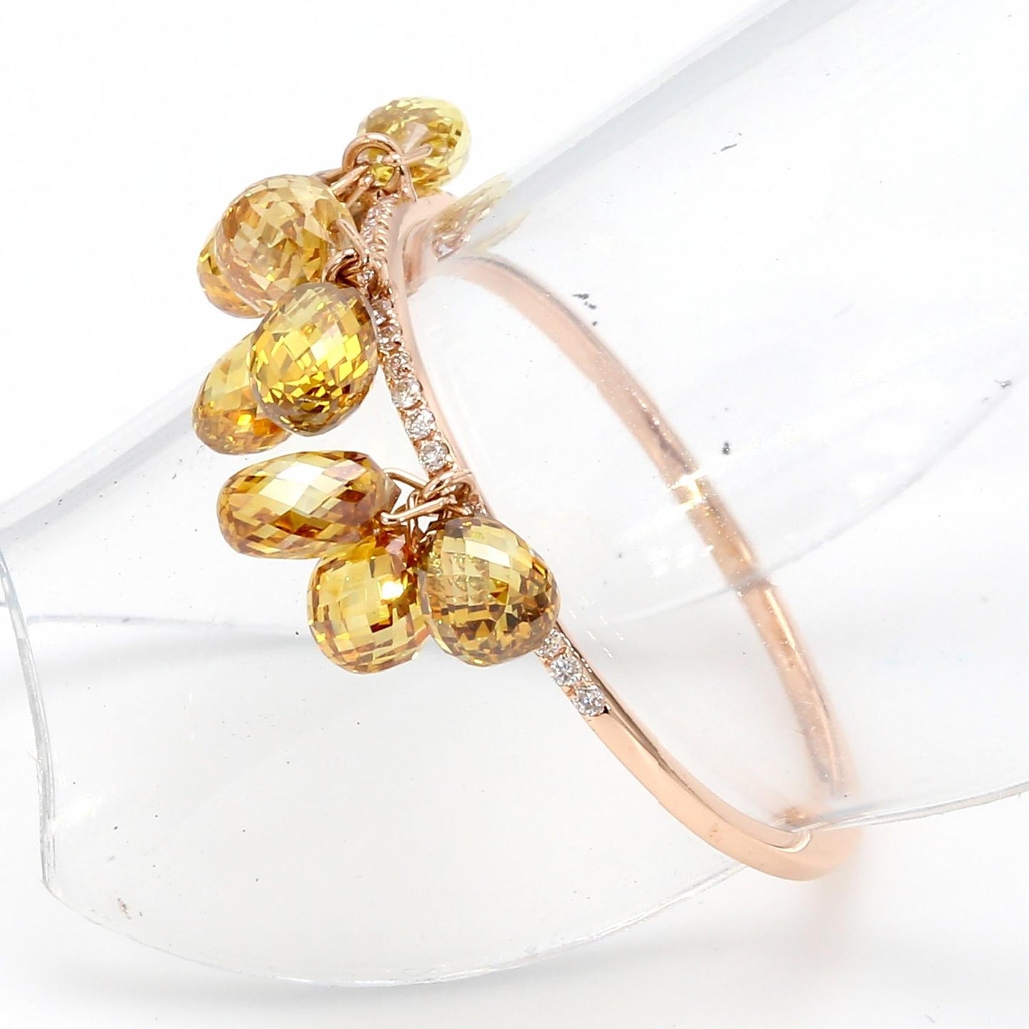 Fancy Color Diamond Briolette Dangling Ring
