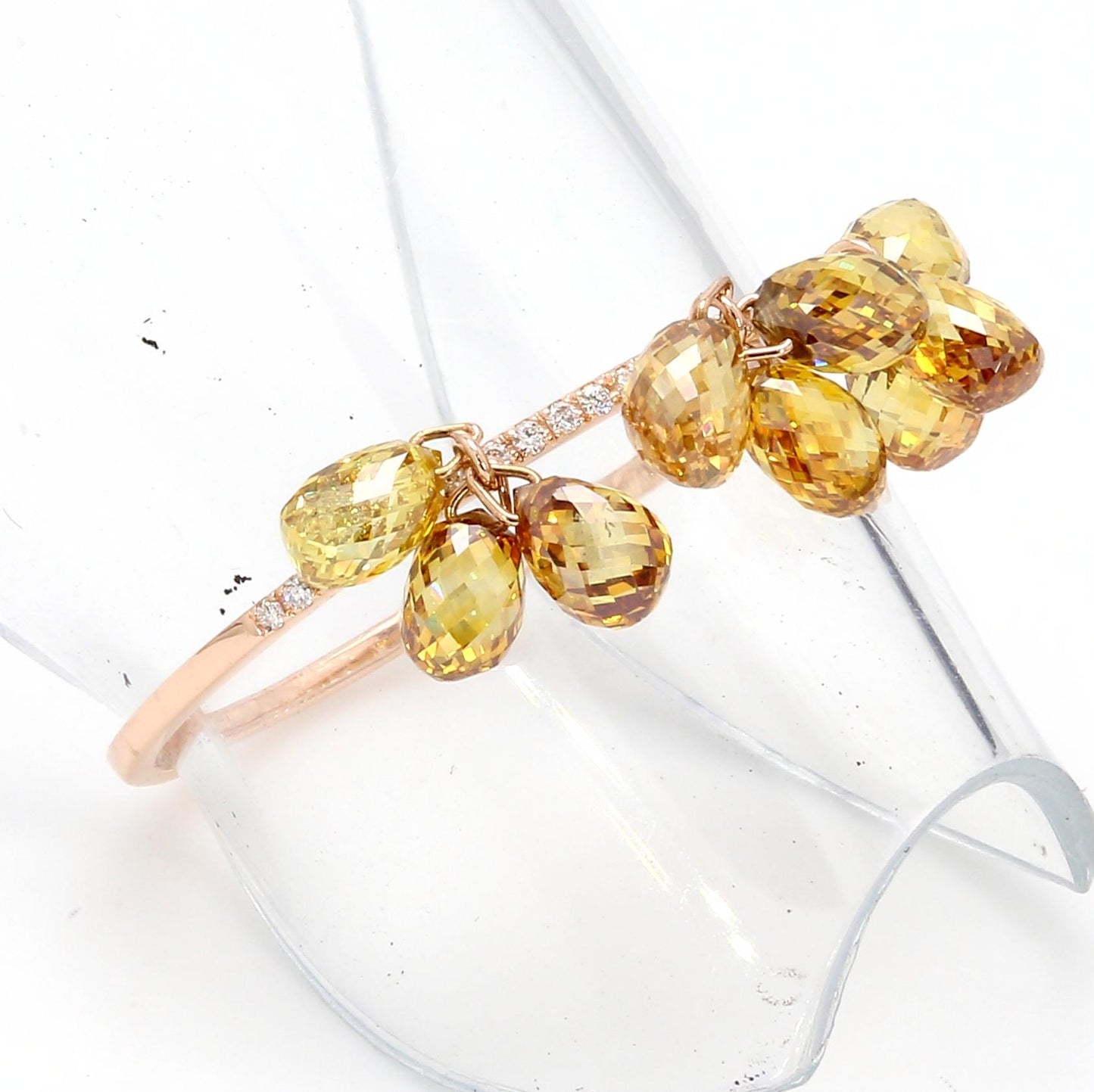 Fancy Color Diamond Briolette Dangling Ring