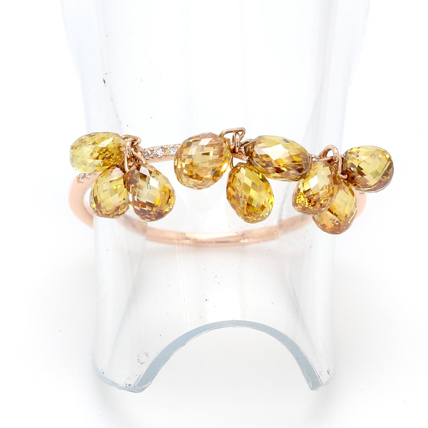 Fancy Color Diamond Briolette Dangling Ring