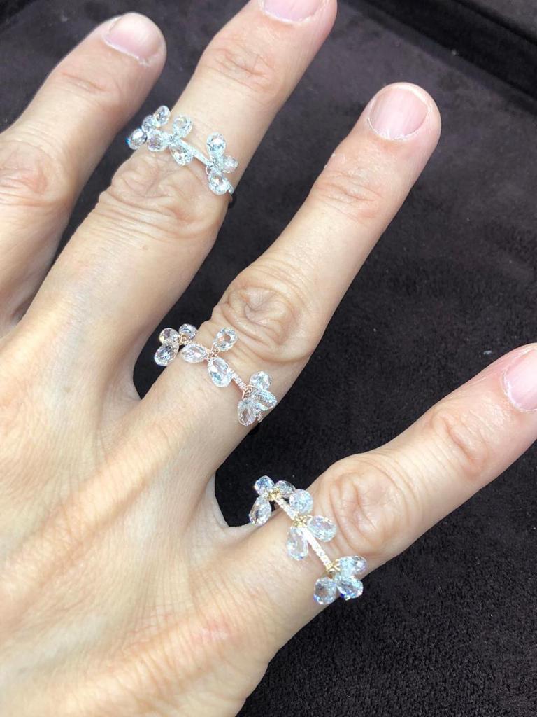 Diamond Briolette Dangling Ring