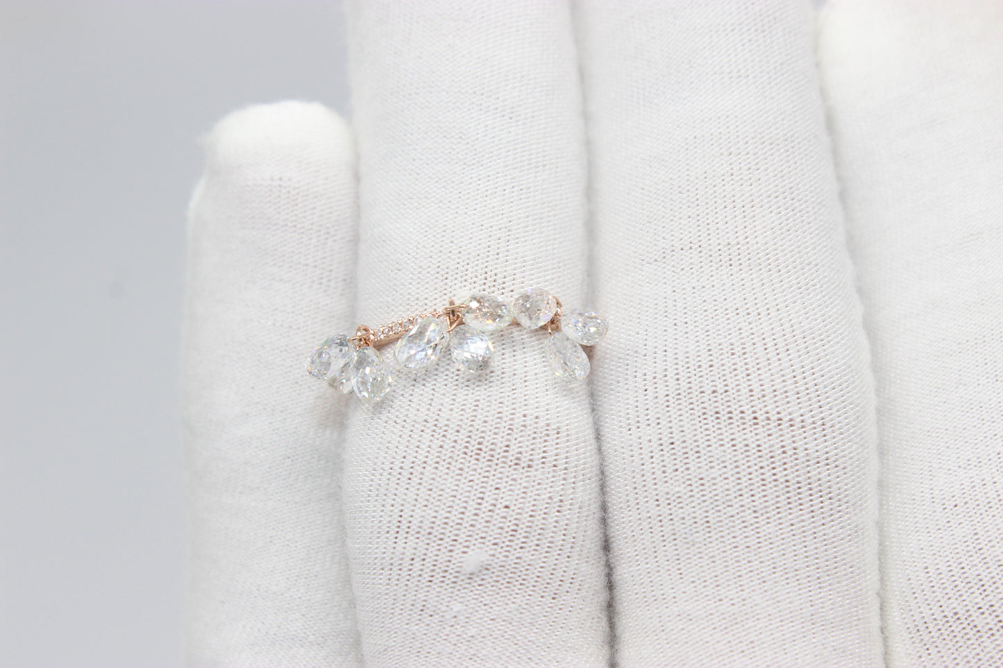 Diamond Briolette Dangling Ring