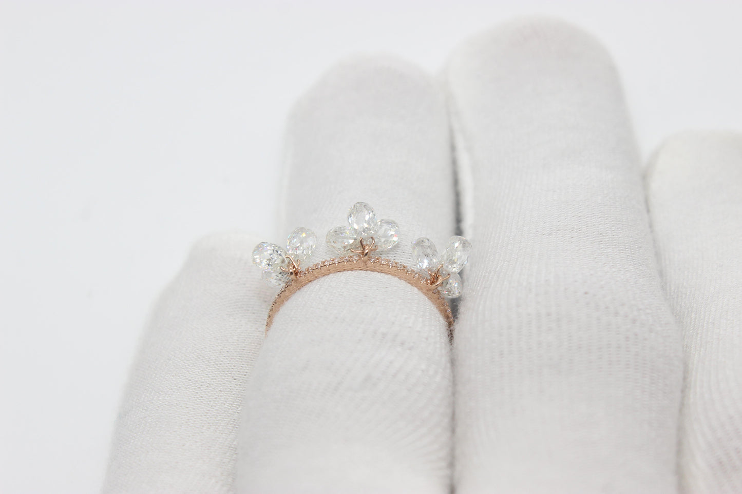 Diamond Briolette Dangling Ring