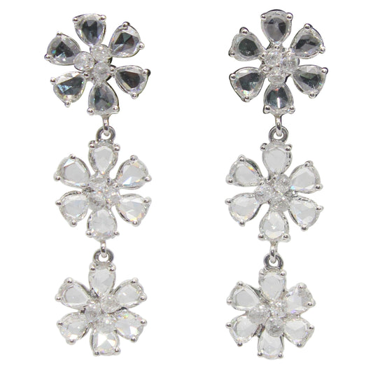 Diamond Rosecut & Briolette Floral Earrings