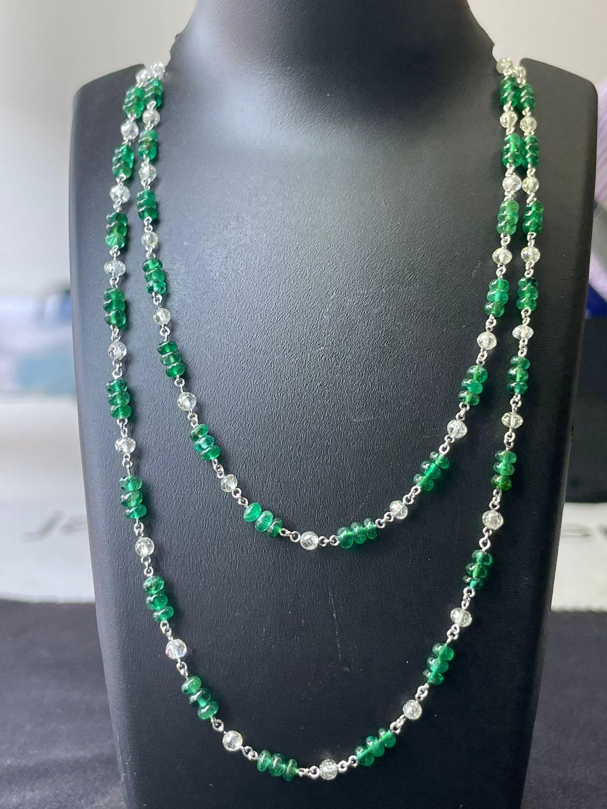 Diamond Beads & Emerald Necklace