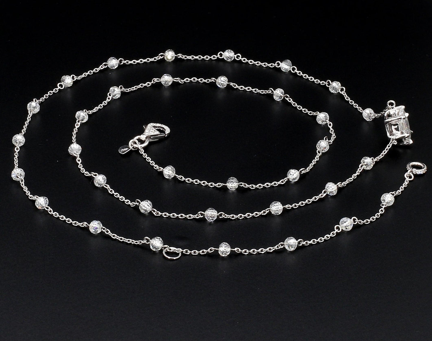 Diamond Beads & Illusion Hexagon Pendant Necklace