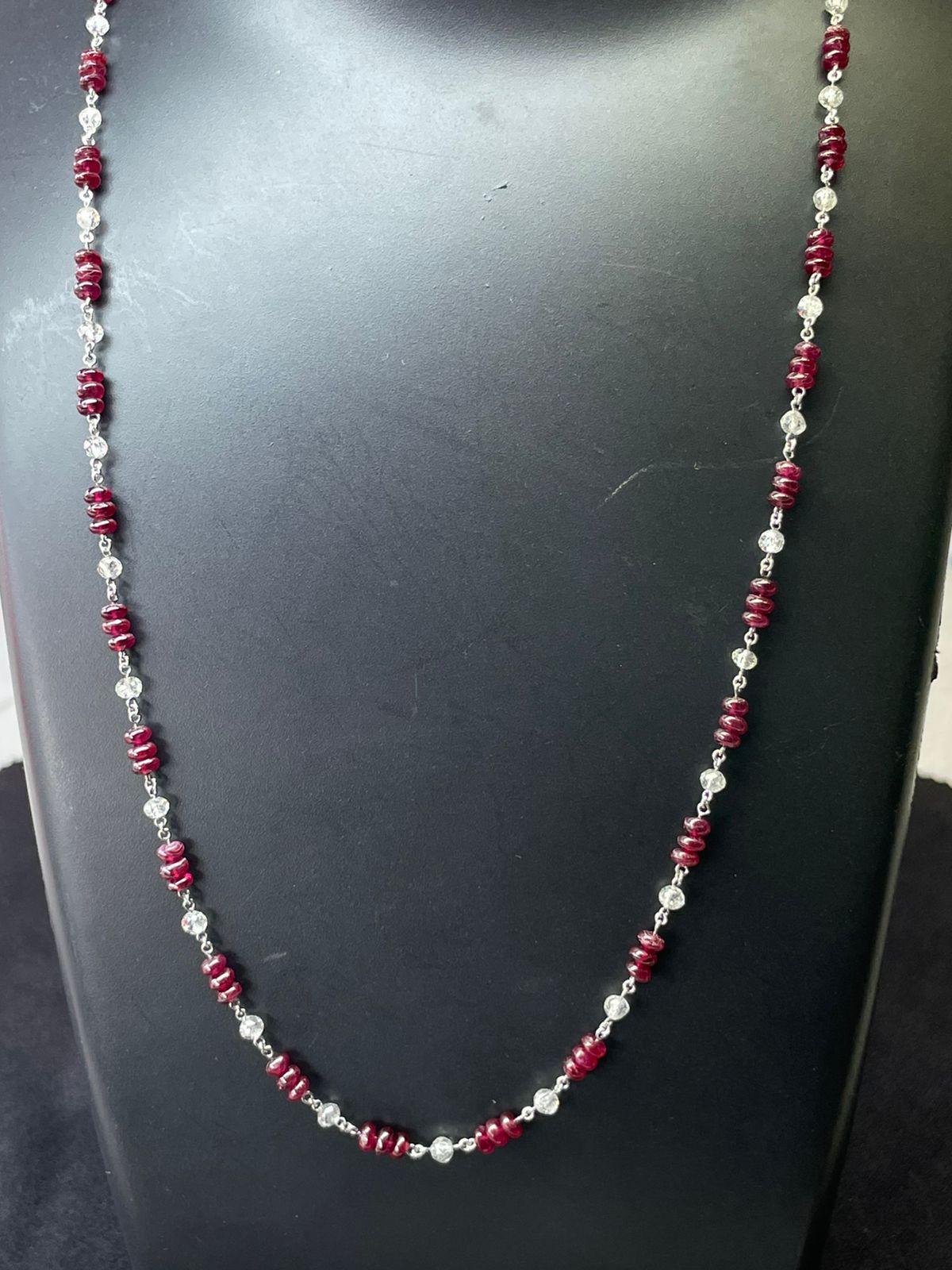 Diamond Beads & Ruby Necklace