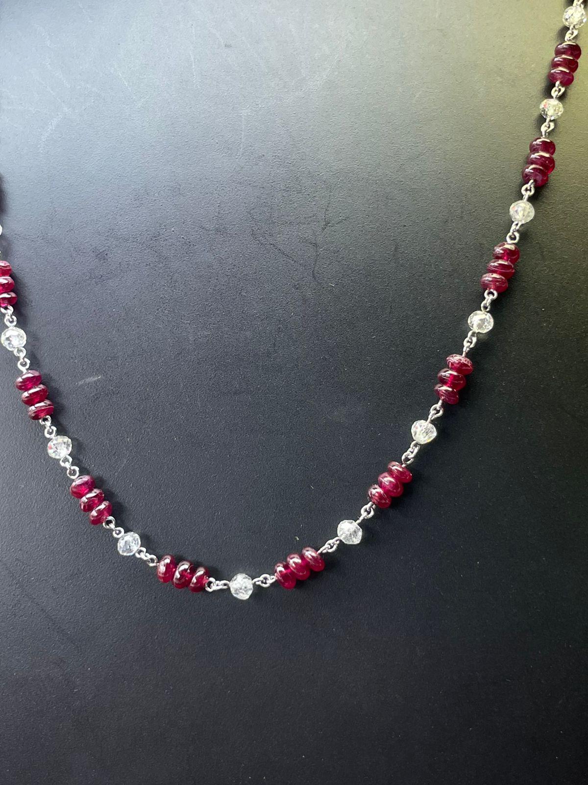 Diamond Beads & Ruby Necklace