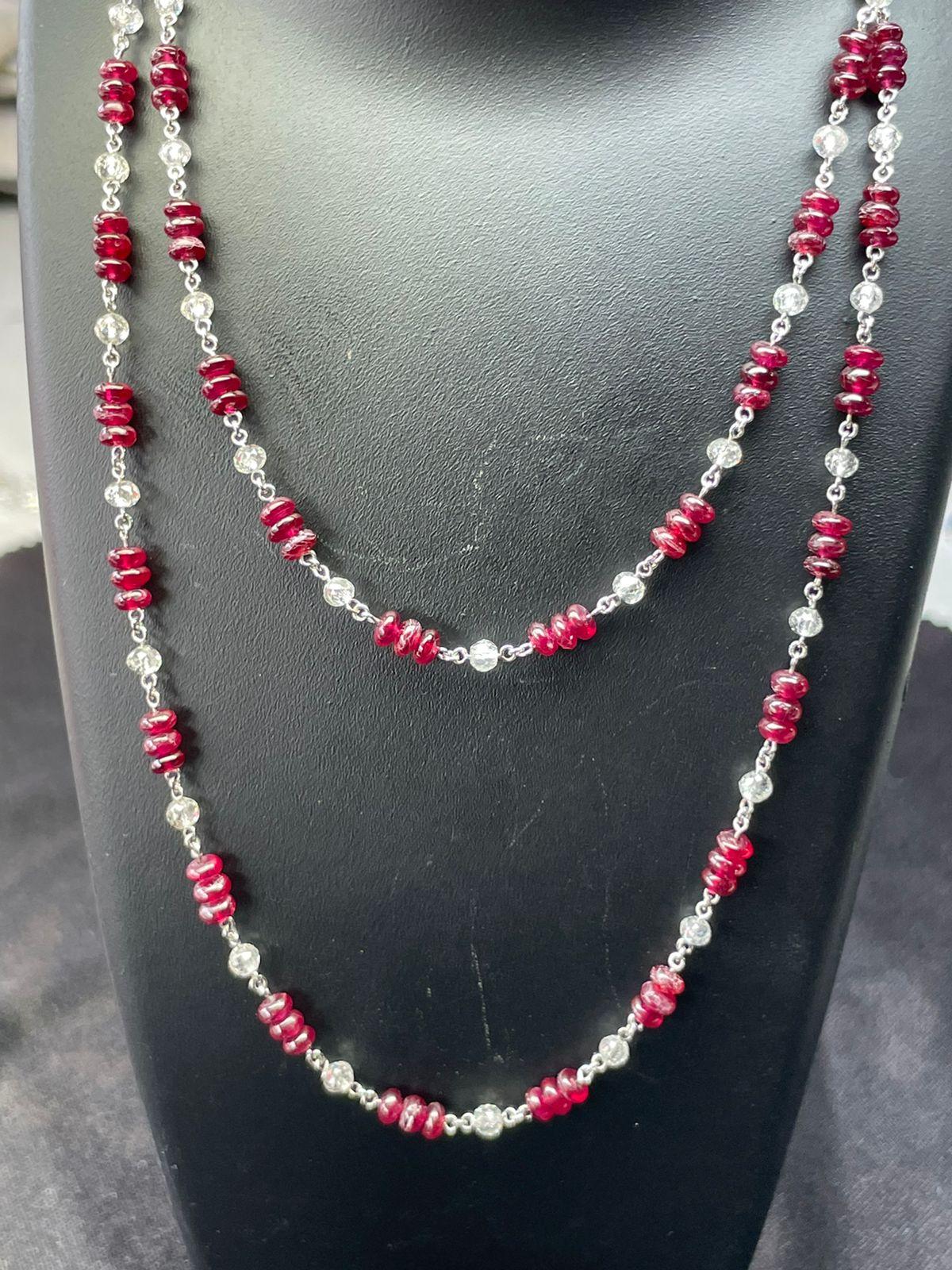 Diamond Beads & Ruby Necklace