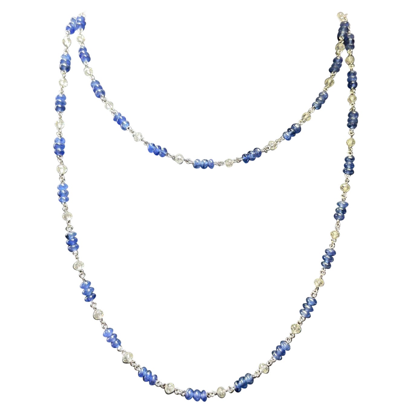 Diamond Beads & Sapphire Necklace