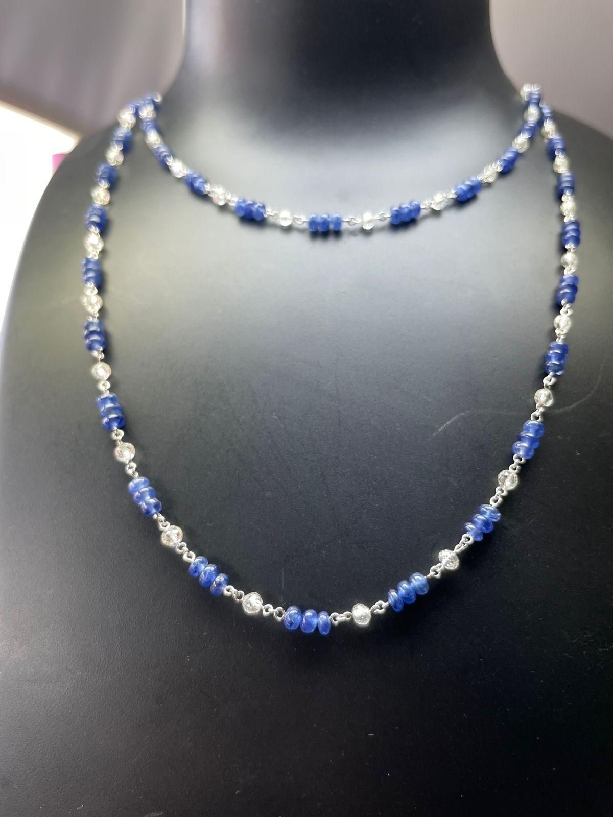 Diamond Beads & Sapphire Necklace