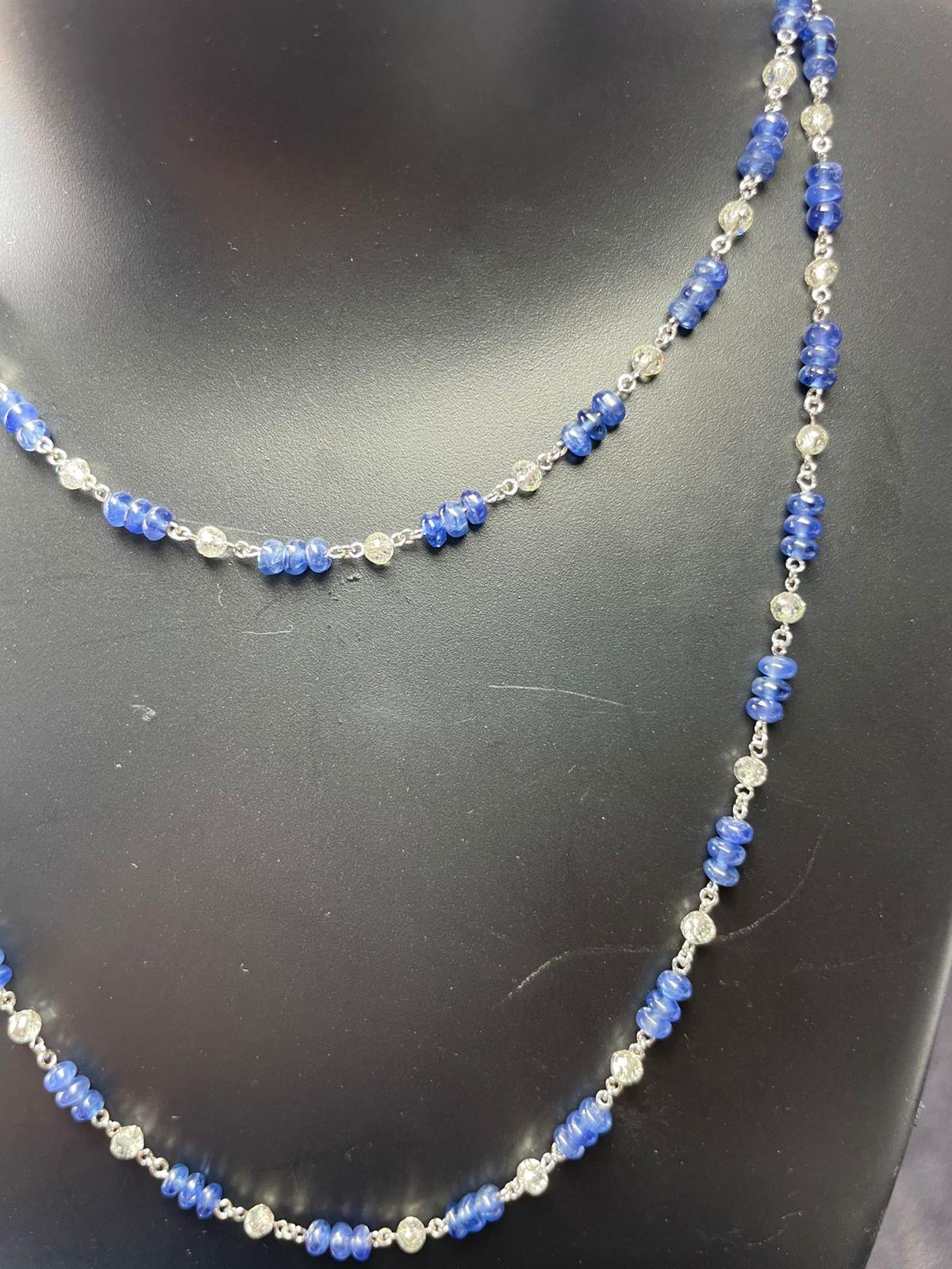Diamond Beads & Sapphire Necklace