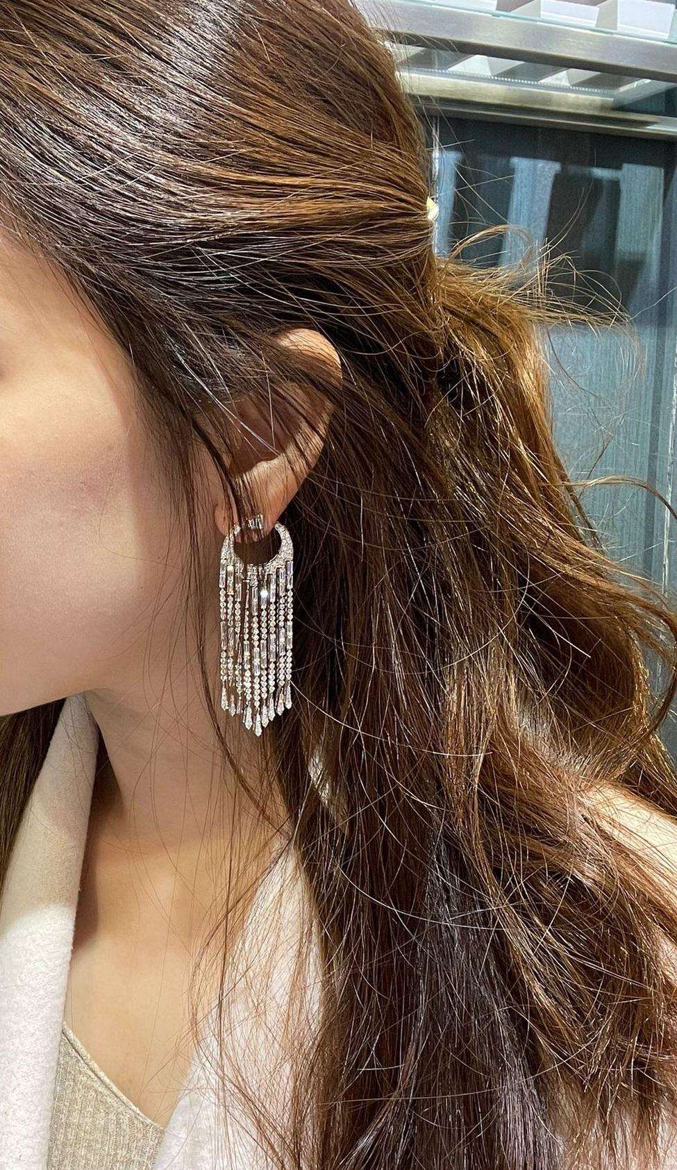 Diamond Baguette Dangling Earrings