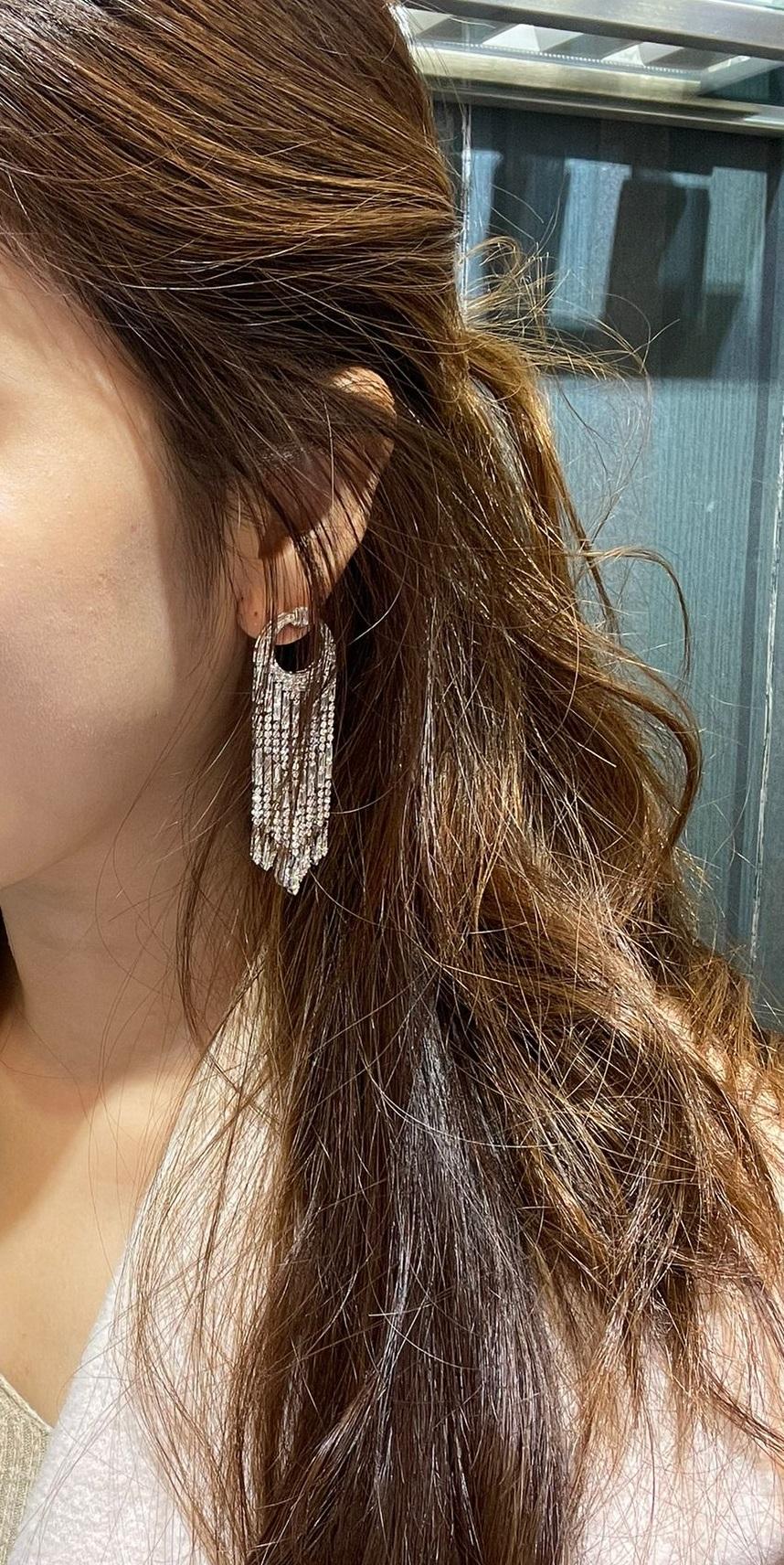 Diamond Baguette Dangling Earrings