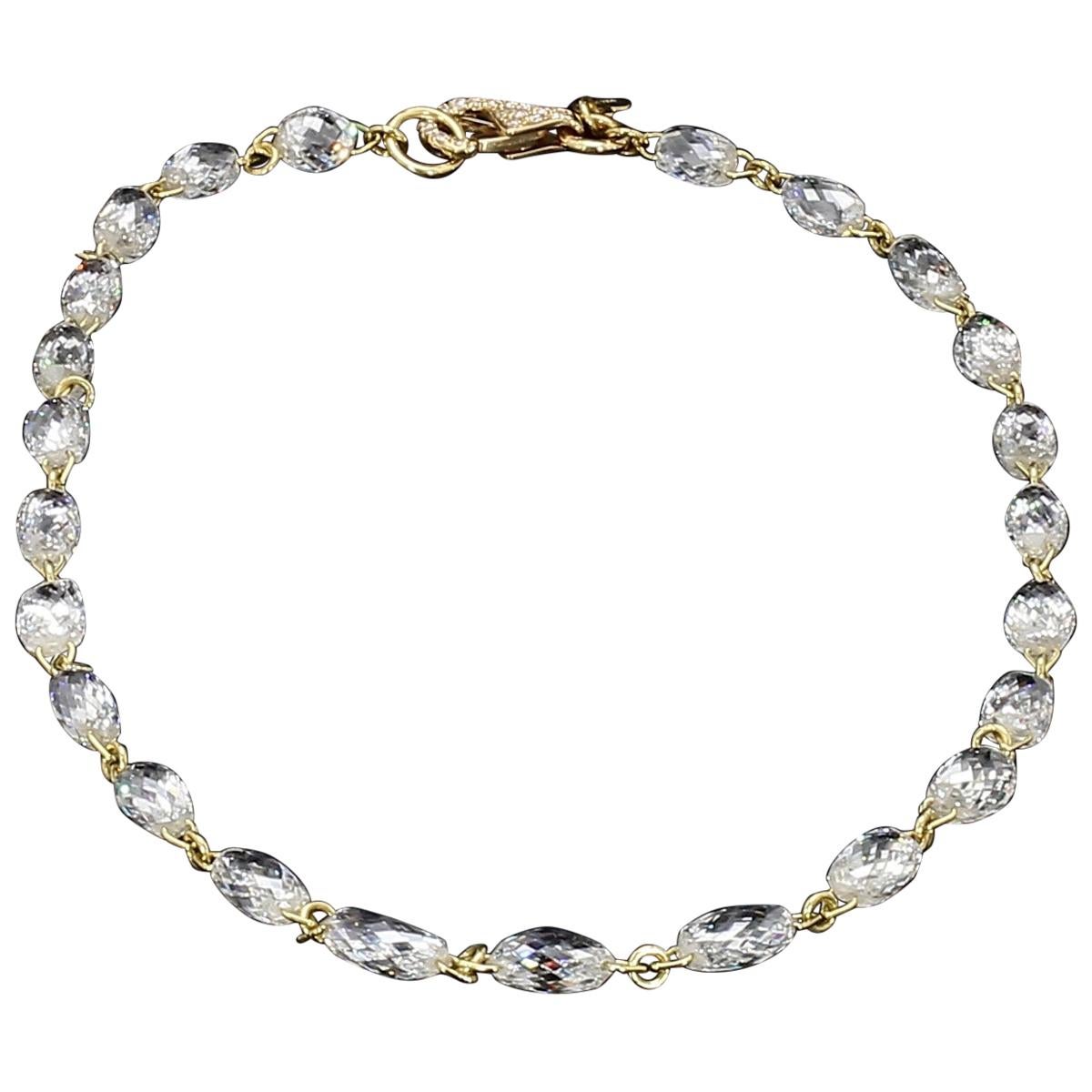 Diamond Briolette 18k Yellow Gold Bracelet