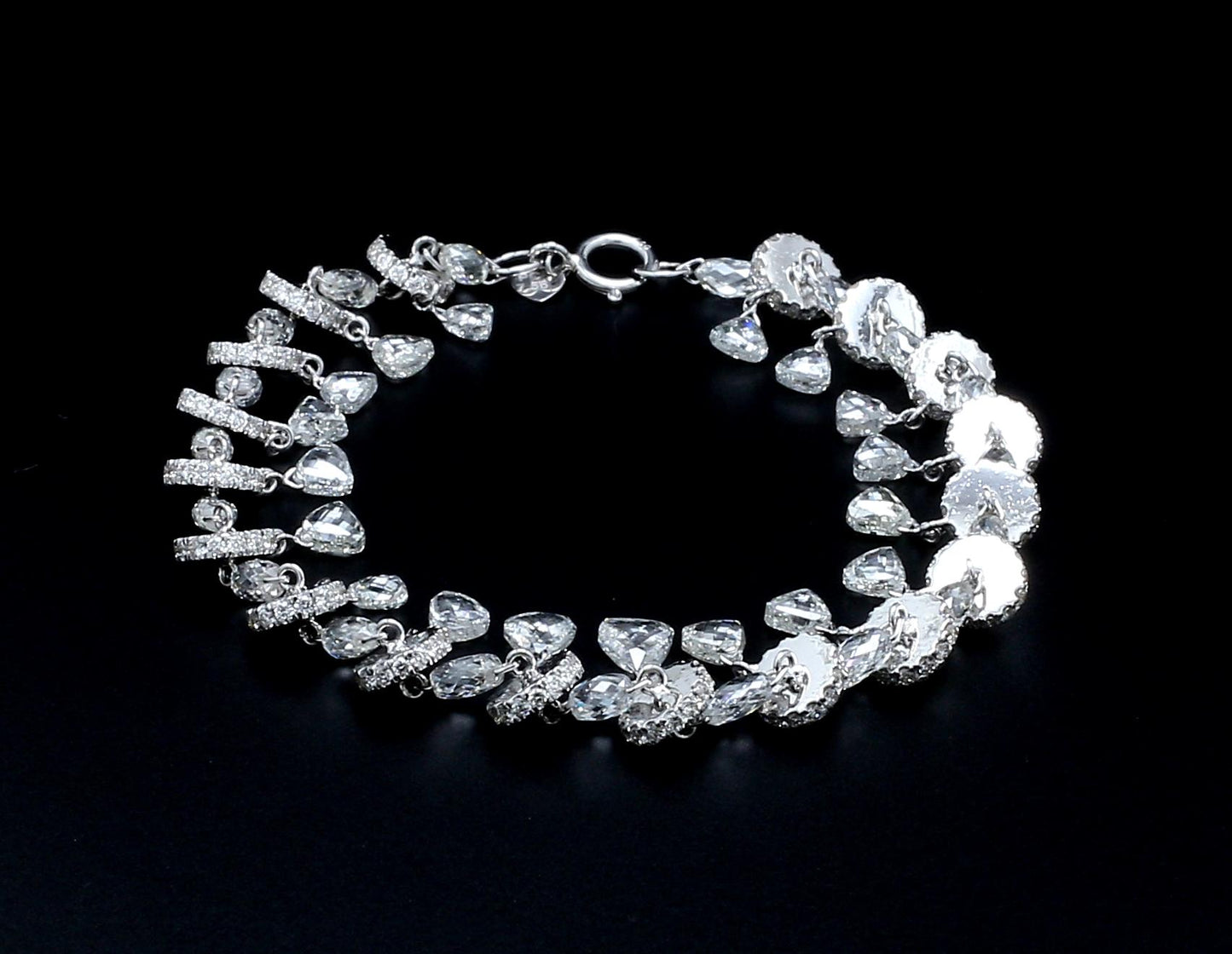 Diamond Briolette & Taviz 18k White Gold Bracelet