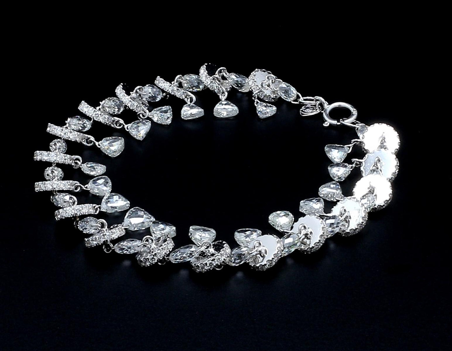Diamond Briolette & Taviz 18k White Gold Bracelet