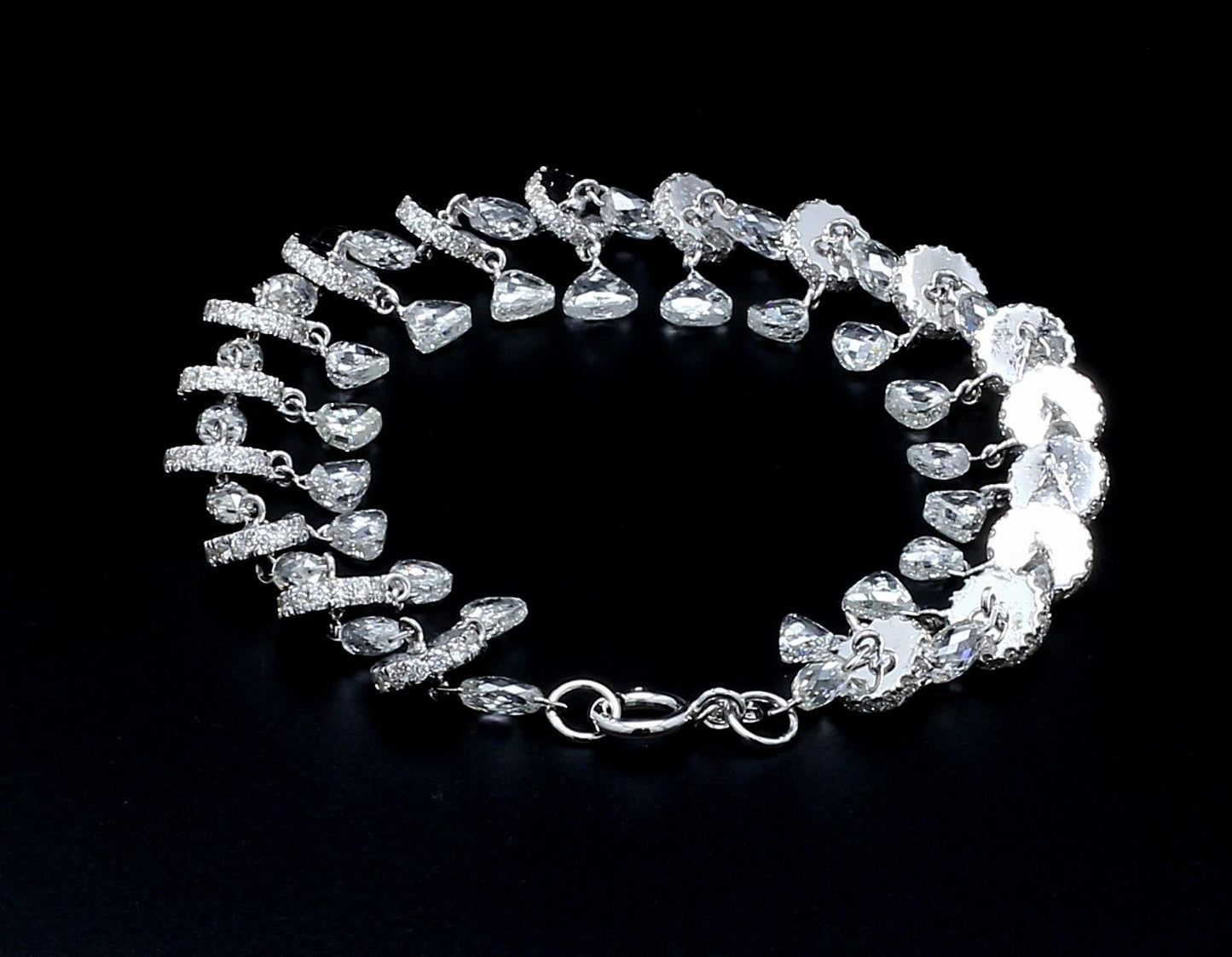 Diamond Briolette & Taviz 18k White Gold Bracelet