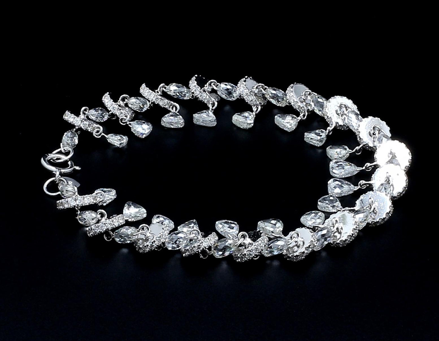 Diamond Briolette & Taviz 18k White Gold Bracelet