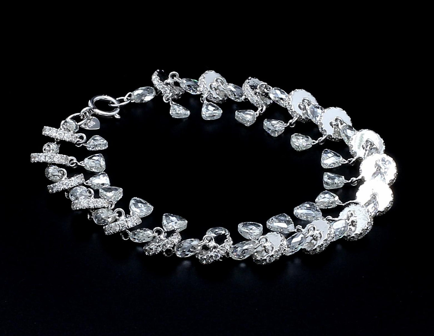Diamond Briolette & Taviz 18k White Gold Bracelet
