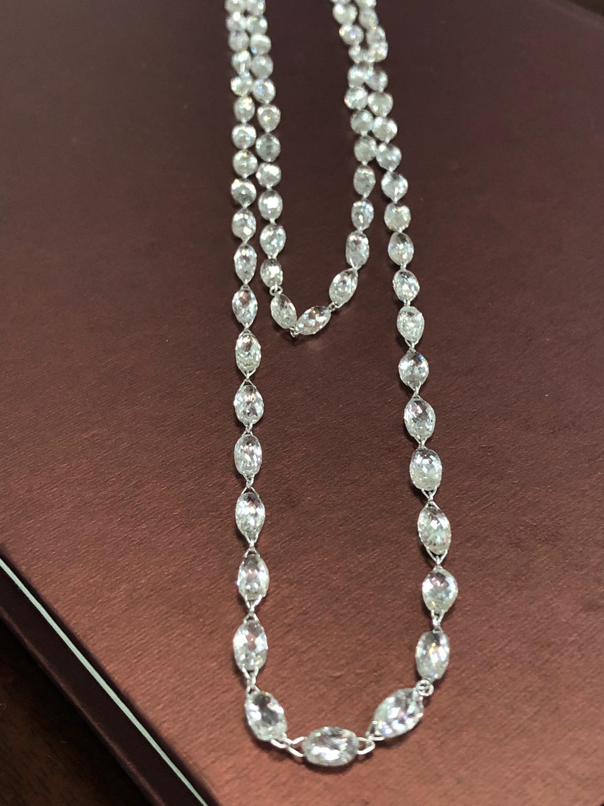 Diamond Briolette 57 Carats Necklace