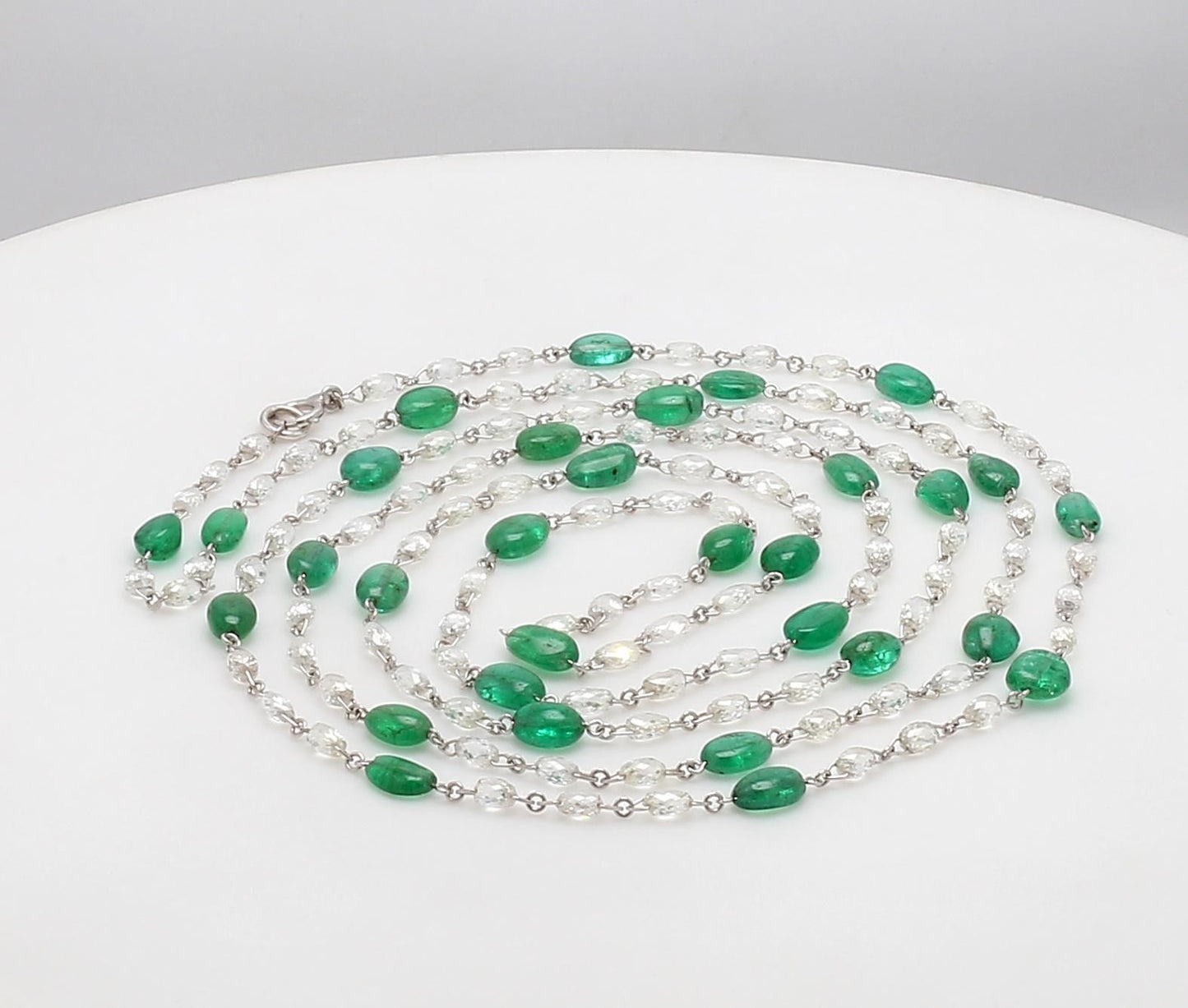 Diamond Briolette & Emerald Necklace