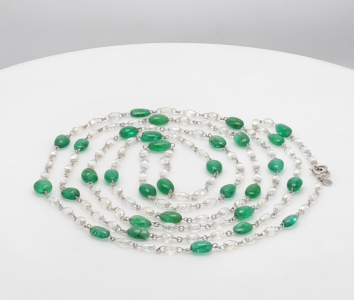 Diamond Briolette & Emerald Necklace
