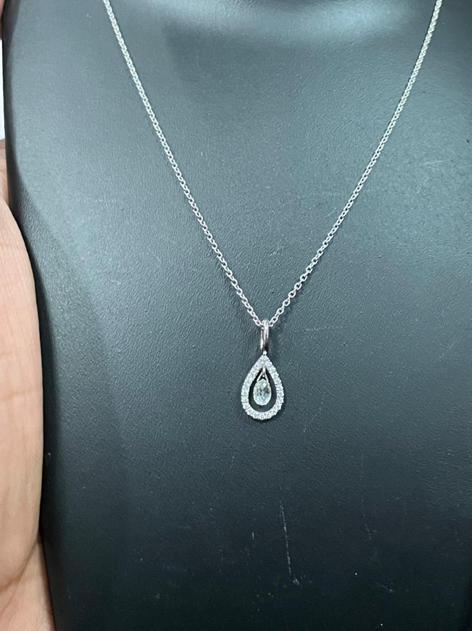 Diamond Briolette Pendant Necklace