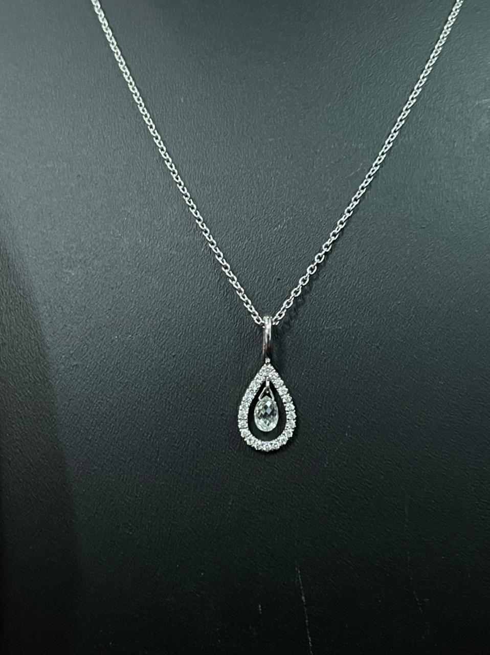 Diamond Briolette Pendant Necklace