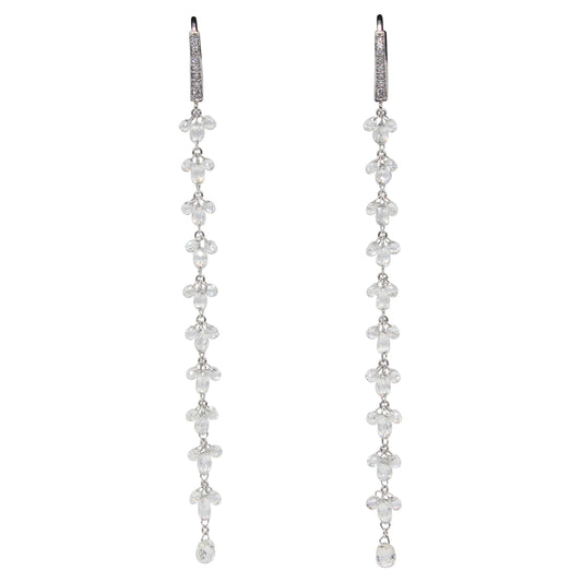 Diamond Briolette Floral Dangling Earrings