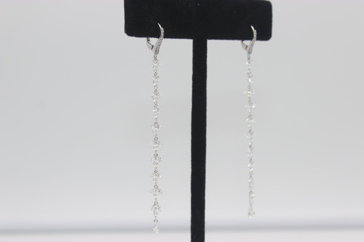 Diamond Briolette Floral Dangling Earrings