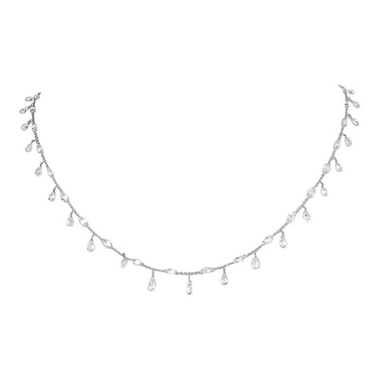 Diamond Briolette Floral Dangling Necklace