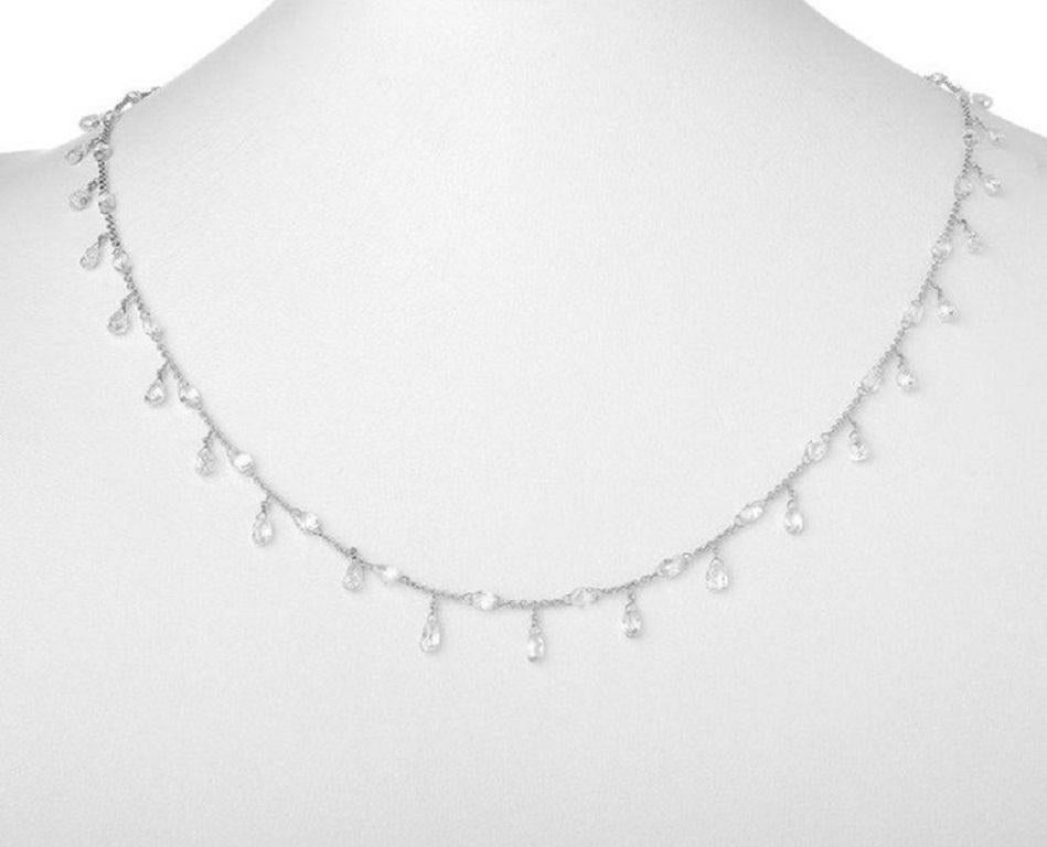 Diamond Briolette Floral Dangling Necklace