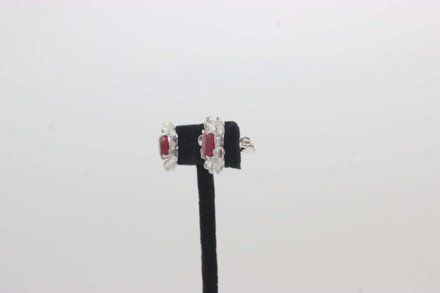 Diamond Briolette & Ruby Stud Earrings