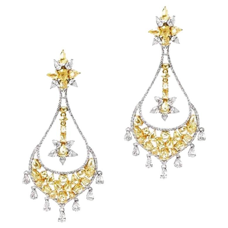 12.77 Carat Diamond Rosecut Chandelier Earrings