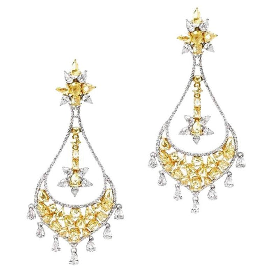 12.77 Carat Diamond Rosecut Chandelier Earrings