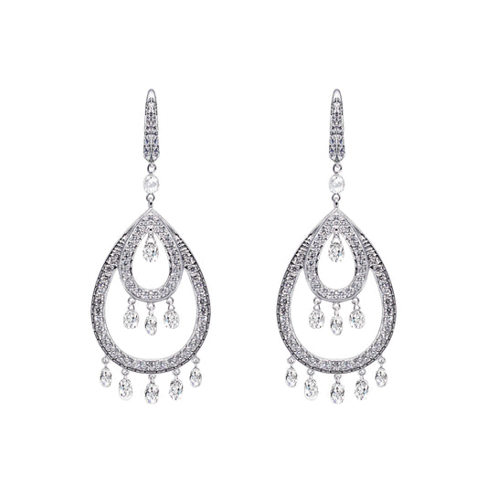 Diamond Briolette Dangling Earrings