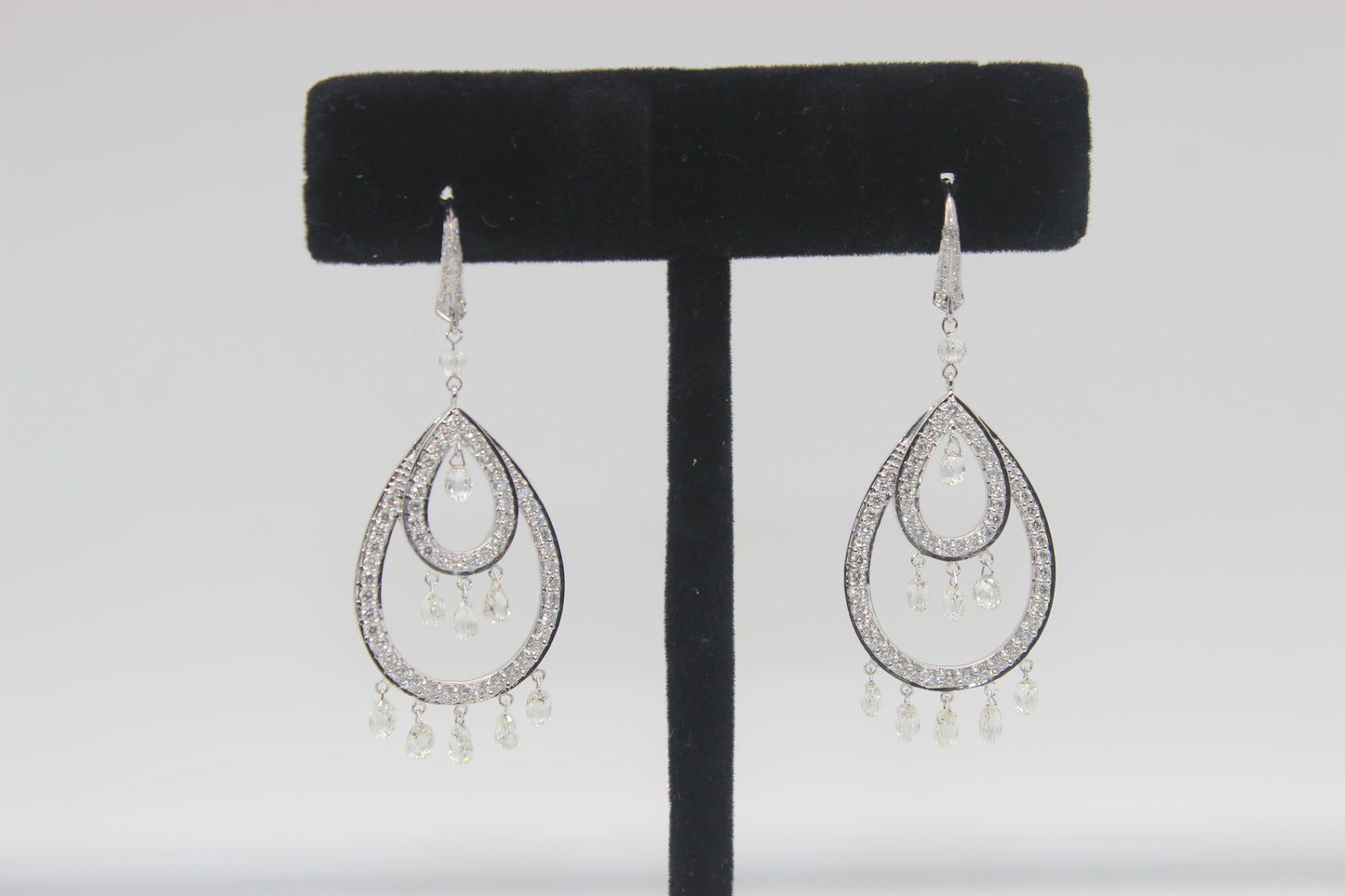 Diamond Briolette Dangling Earrings