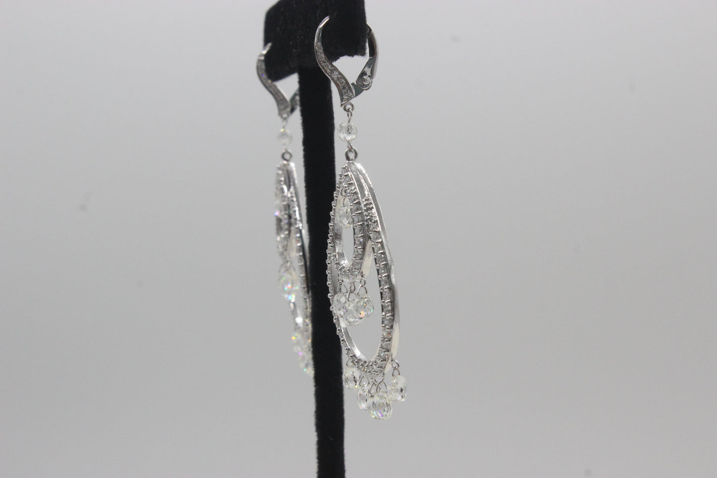 8.32 Carat Diamond Briolette Earrings, White Gold